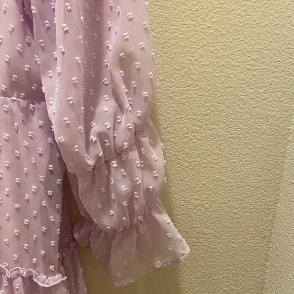 Lavender Swiss Dot Tiered Mini Dress size medium - Picture 3 of 5